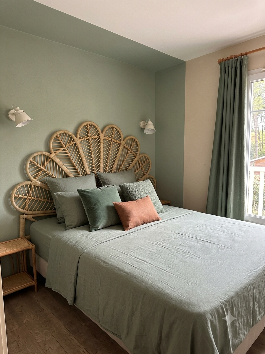 Chambre double avec lit double et balcon