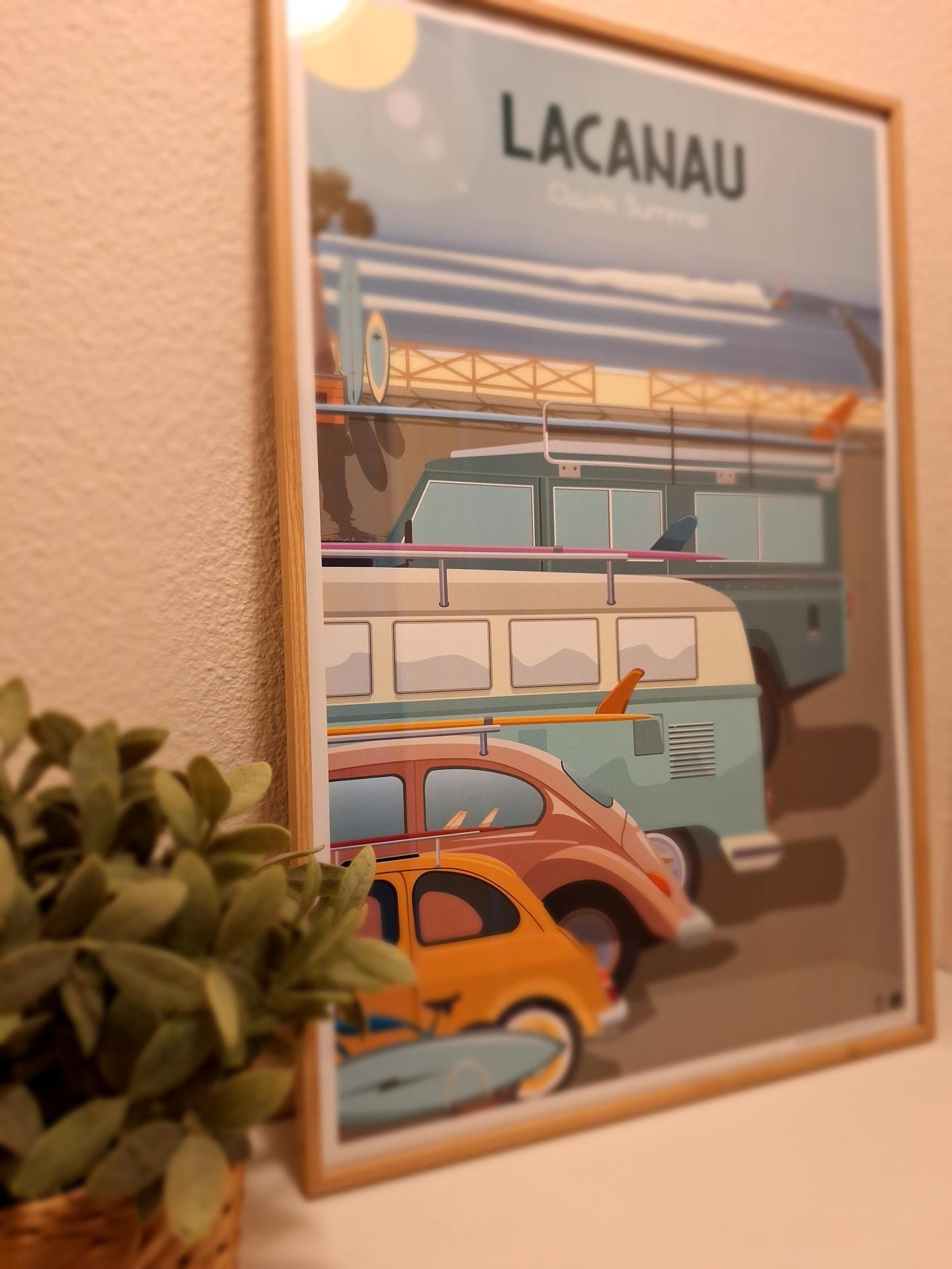 Décoration murale avec affiche Lacanau feeling